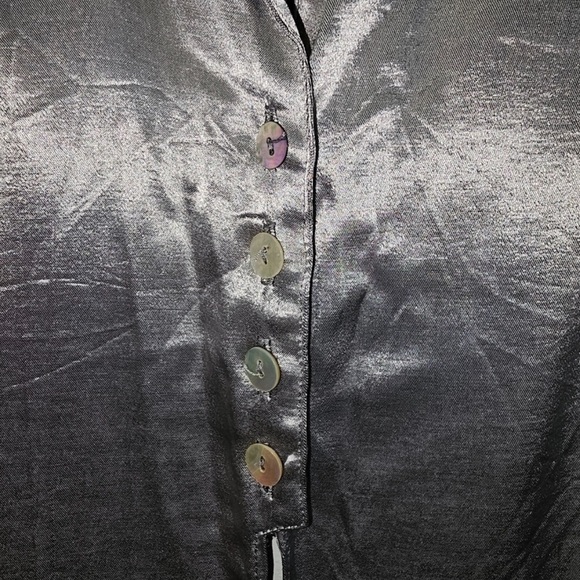 Joule Energy Vintage Tie Waist Sleeveless Blouse S Metallic Silver - Picture 6 of 9